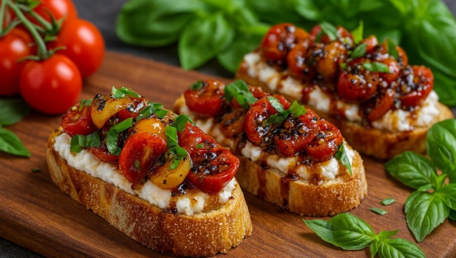 BRUSKETE SA BURATOM I BOSILjKOM: Zalogaj koji osvežava i osvaja!