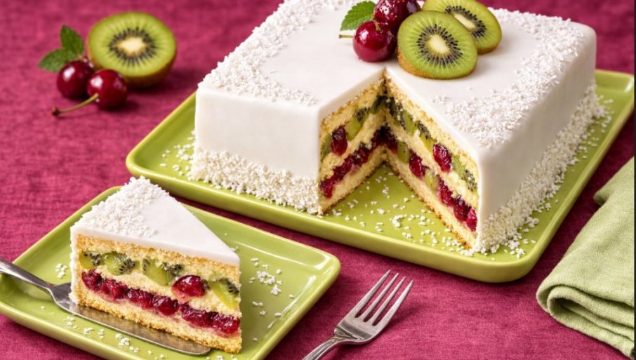 Kokos torta sa kivijem i višnjama, nećete moći da joj odolite