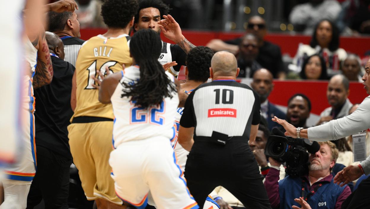 HAOS I TUČA U NBA: Sevale pesnice na meču Oklahome i Vašingtona (VIDEO)