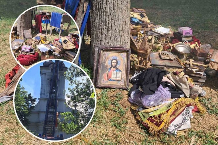 IKONE, RELIKVIJE, SVETI SPISI! Vatrogasci iz svetinje koja je izgorela kod Zrenjanina iznosili najvrednije stvari! (FOTO, VIDEO)