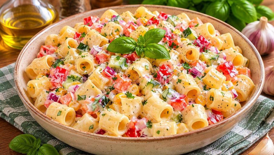 ŠARENA TESTENINA SALATA: Kremasta, bogata i puna šarenih ukusa