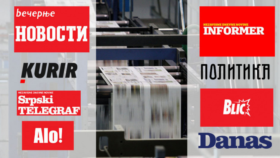 Naslovne strane dnevne štampe za subotu, 11. jul